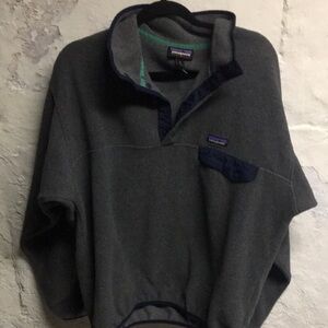 Patagonia Gray and Navy Zip Up Sweater